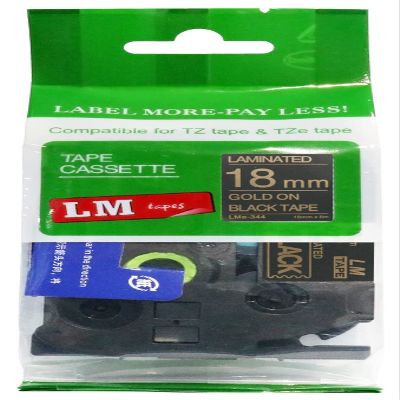 LM Tapes - Premium 3/4" (18mm) Gold on Black Compatible TZe P-Touch Tape for use with Brother PT-1960, PT1960 Ptouch Label Printer Includes Tape Size/Color Guide.
