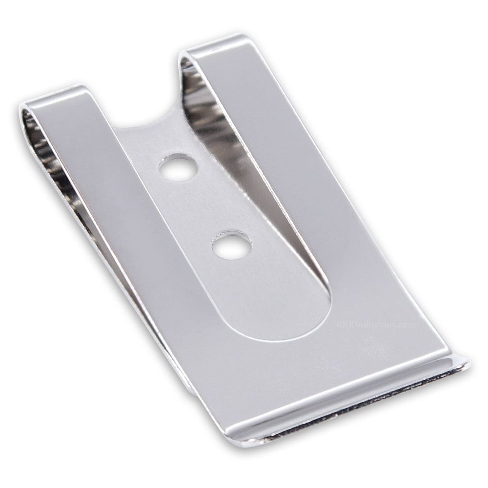 HolsterSmith - Universal Metal Belt Clip - fits up to 2.0 inch Belts - Nickel Polished Finish  1 Pack - for KYDEX Holsters, Sheaths, Cell Phone Cases, Money Clips