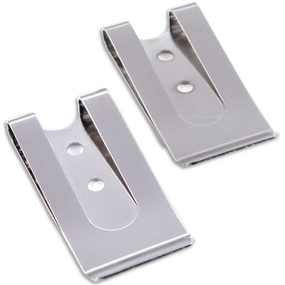 HolsterSmith - Universal Metal Belt Clip - fits up to 2.0 inch Belts - Nickel Polished Finish  2 Pack - for KYDEX Holsters, Sheaths, Cell Phone Cases, Money Clips