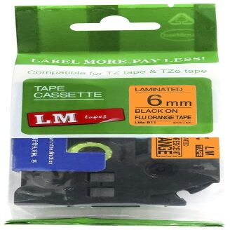 LM Tapes - Premium 1/4" (6mm) Black on Bright Orange Compatible TZe P-Touch Tape for use with Brother PT-7500, PT7500 Ptouch Label Printer Includes Tape Size/Color Guide.