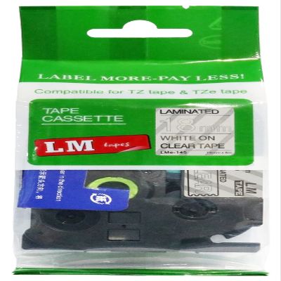 LM Tapes - Premium 3/4" (18mm) White on Clear Compatible TZe P-Touch Tape for use with Brother PT-7500, PT7500 Ptouch Label Printer Includes Tape Size/Color Guide.