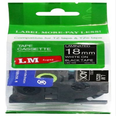 LM Tapes - Premium 3/4" (18mm) White on Black Compatible TZe P-Touch Tape for use with Brother PT-9800PCN, PT9800PCN, PT9800, PT-9800 Label Maker Includes Tape Size/Color Guide.
