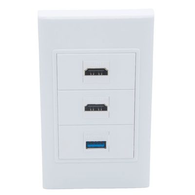 1 Gang 2 Port HDMI 1 Port USB 3.0 Female To Female Wall Plate (2HDMI1USB)