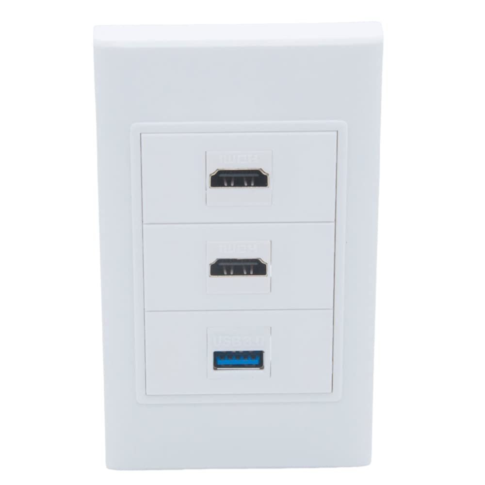 1 Gang 2 Port HDMI 1 Port USB 3.0 Female To Female Wall Plate (2HDMI1USB)