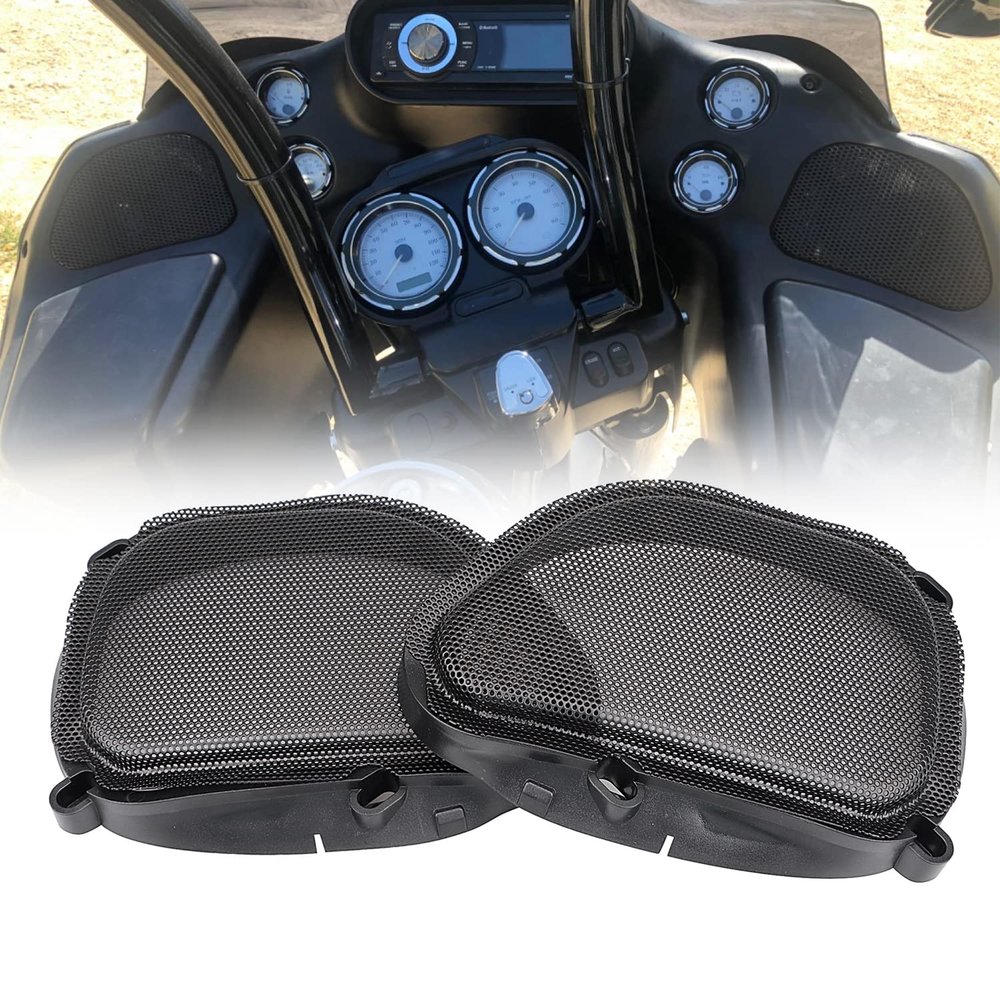 XMMT Motorcycle Speaker Grills Front Fairing Speaker Cover Fit for Harley Road Glide FLTRX FLTRK FLTRI FLTRUSE FLTRXSE 1998-2013 Black 1 Pair