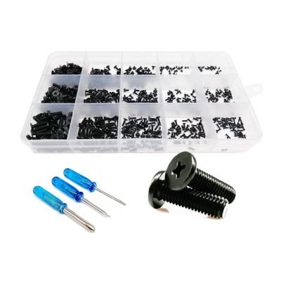 PENGFA Wshao Store 500/750pcs M1.2 M1.4 M1.6 M2 M3 Mini Micro Thin Wafer Flat Head Screw Bolt for Laptop Phone Glasses Set Assortment Kit (Color : Set F 750pcs Black)