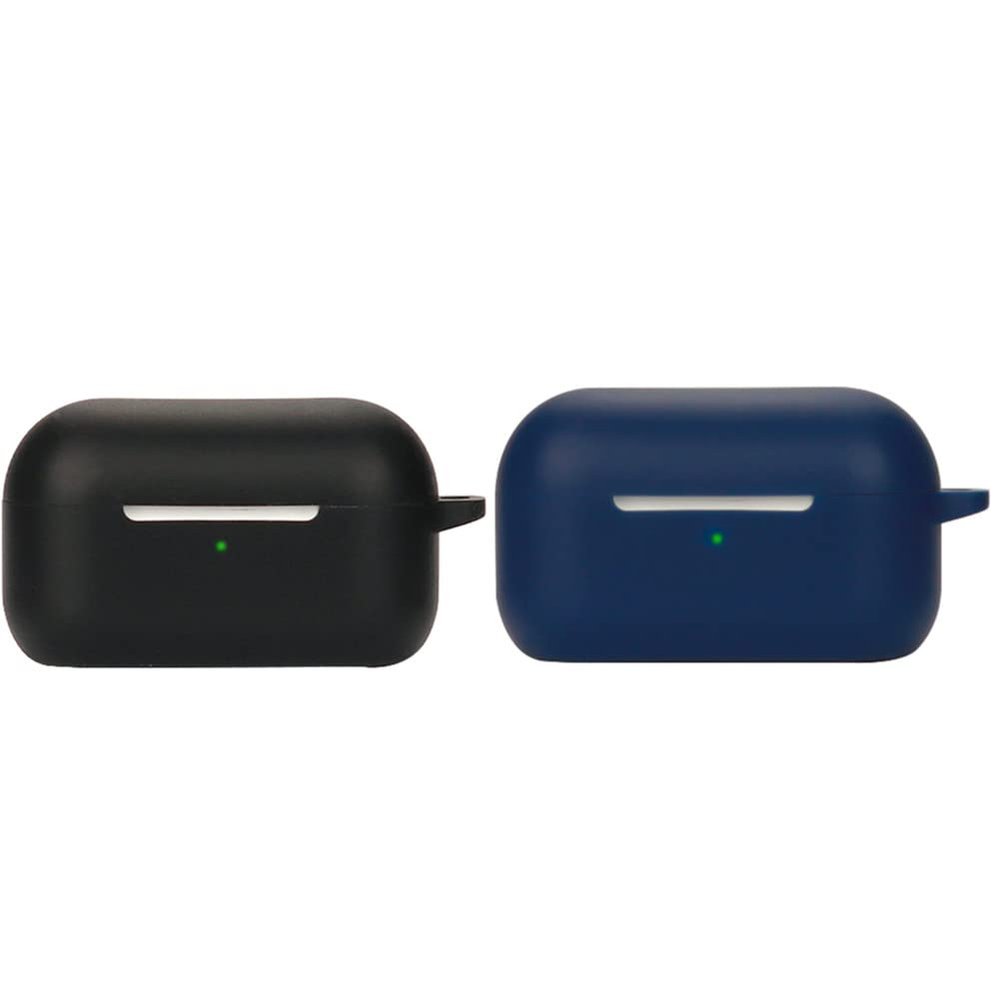 2 Pack DAYJOY Soft Silicone Protective Case Cover Compatible with 1More EVO Earbuds, Protective Skin Sleeve with Key Chain (Black+Blue)