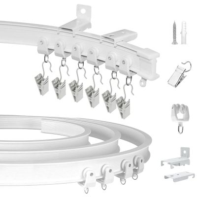 Ceiling Curtain Track, Flexible Bendable Curtain Rail System, 20Ft Wall Mount Heavy Duty Sliding Room Divider Ceiling Track for Curtains, RV, Shower, Hospital