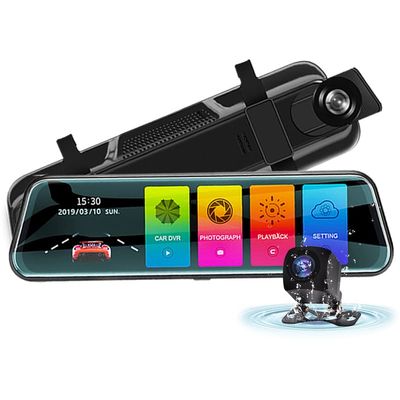 Cafliyun Mirror Dash Cam Front and Rear 1080P Backup Camera 10 Inch IPS Screen Car Dvr Mirror Dash Camera Dash Cam Dual Lens with Night Vision