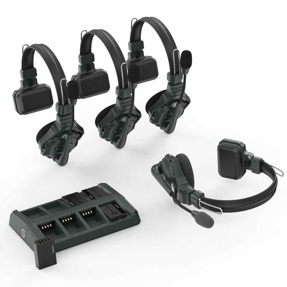 Hollyland Solidcom C1 4-Person Wireless Headset 1000ft Full Duplex Self-contained Wireless Intercom System with No Beltpack or Base Station