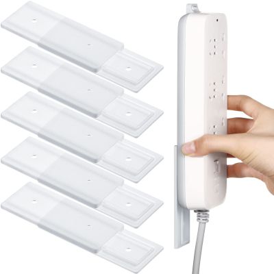 Yinkin 6 Pcs Power Strip Holder Self Adhesive Power Strip Wall Mounted Protector Punch Free Cable Management System Plug-in Surge Protector Holder for Computer Office