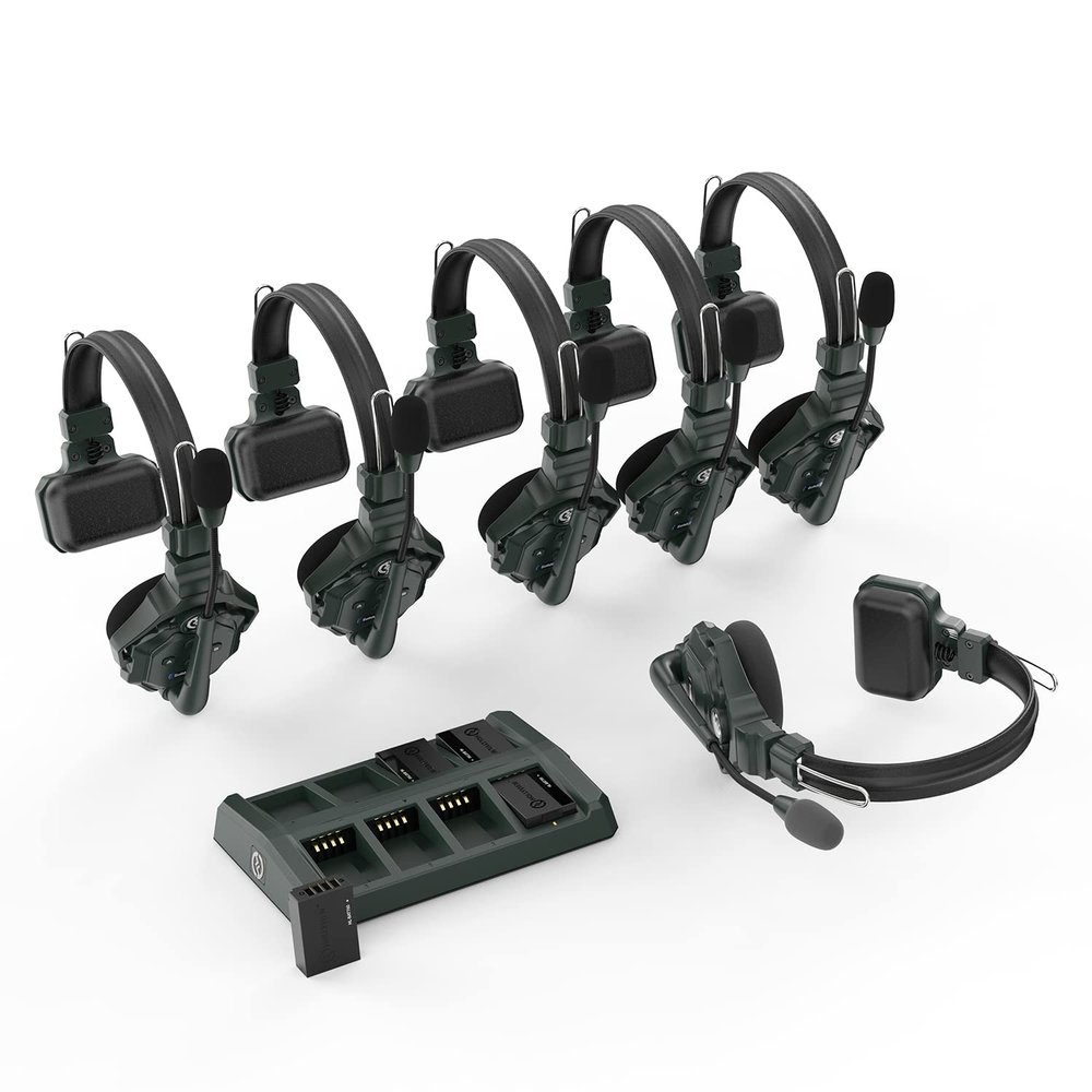 Hollyland Solidcom C1 6-Person Wireless Headset 1000ft Full Duplex Self-contained Wireless Intercom System with No Beltpack or Base Station