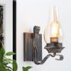 Yisuro Hardwired Wall Sconce,Oil Rubbed Bronze Hardwired Wall Sconce Indoor, Retro Rustic Wall Lamps with Amber Glass,Vintage Bedside Sconces Wall Lighting for Living Room Bathroom view 1