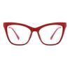 bullabulling Stylish TR90 Floral Cat Eye Reading Glasses For Women Oversized Frame Blue Light Blocking (red, 1, multiplier_x) view 2