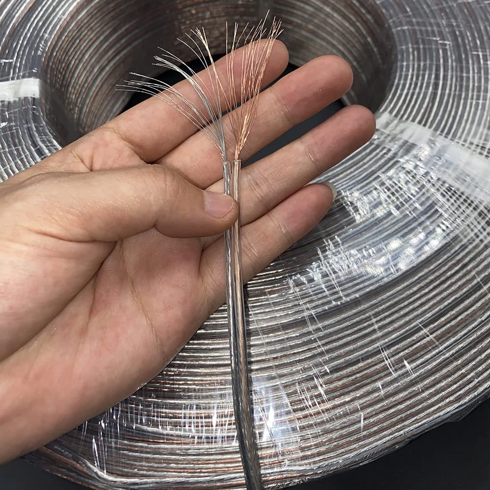 22 24 26 30 awg Speaker Kabels Copper Wire Copper Core 2P Transparent Parallel Wire 30ft Lighting Gold Silver Chandelier Crystal LED Wire (30ft 22awg, Gold Silver Color)