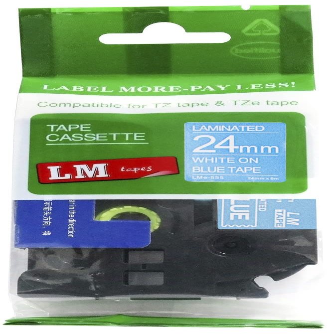 LM Tapes - Premium 1" (24mm) White on Blue Compatible TZe P-Touch Tape for use with Brother PT-P900W, PTP900W, PT-P900, PTP900 Label Maker Includes Tape Size/Color Guide.