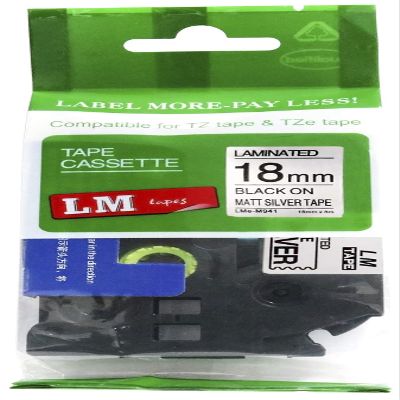 LM Tapes - Premium 3/4" (18mm) Black on Matte Silver Compatible TZe P-Touch Tape for use with Brother PT-P900W, PTP900W, PT-P900, PTP900 Label Maker Includes Tape Size/Color Guide.