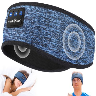MUSICOZY Sleep Headphones Bluetooth 5.4 Headband, Wireless Earphones Music Sleep Earbuds Sleeping Eye Mask with HD Stereo Speakers for Workout Running Travel Yoga, Ideal Gifts (Blue)