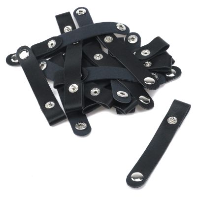 Dnyta 20 Pcs Leather Cable Straps with Snaps, Charger Cable Ties, Management Extension Cord for Headphone or USB Data Cables, Black