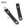 Dnyta 20 Pcs Leather Cable Straps with Snaps, Charger Cable Ties, Management Extension Cord for Headphone or USB Data Cables, Black view 2