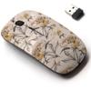 2.4G Wireless Mouse with Cute Pattern Design for All Laptops and Desktops with Nano Receiver - Flowers Graphic Leaves view 1