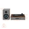 Crosley CR7020A-GY Aria 3-Speed Bluetooth Turntable and FM Radio Shelf System with Matching Stereo Speakers, Gray view 2