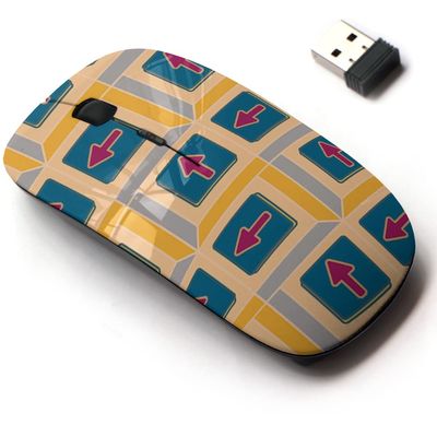 2.4G Wireless Mouse with Cute Pattern Design for All Laptops and Desktops with Nano Receiver - Arrows on