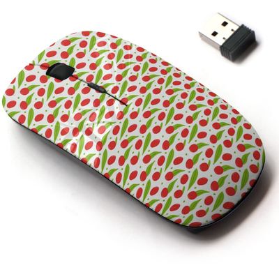 2.4G Wireless Mouse with Cute Pattern Design for All Laptops and Desktops with Nano Receiver - Cute red Goji