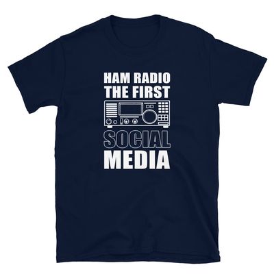 Ham Radio The First Social Media Ham Radio Amateur Operator T-Shirt Navy