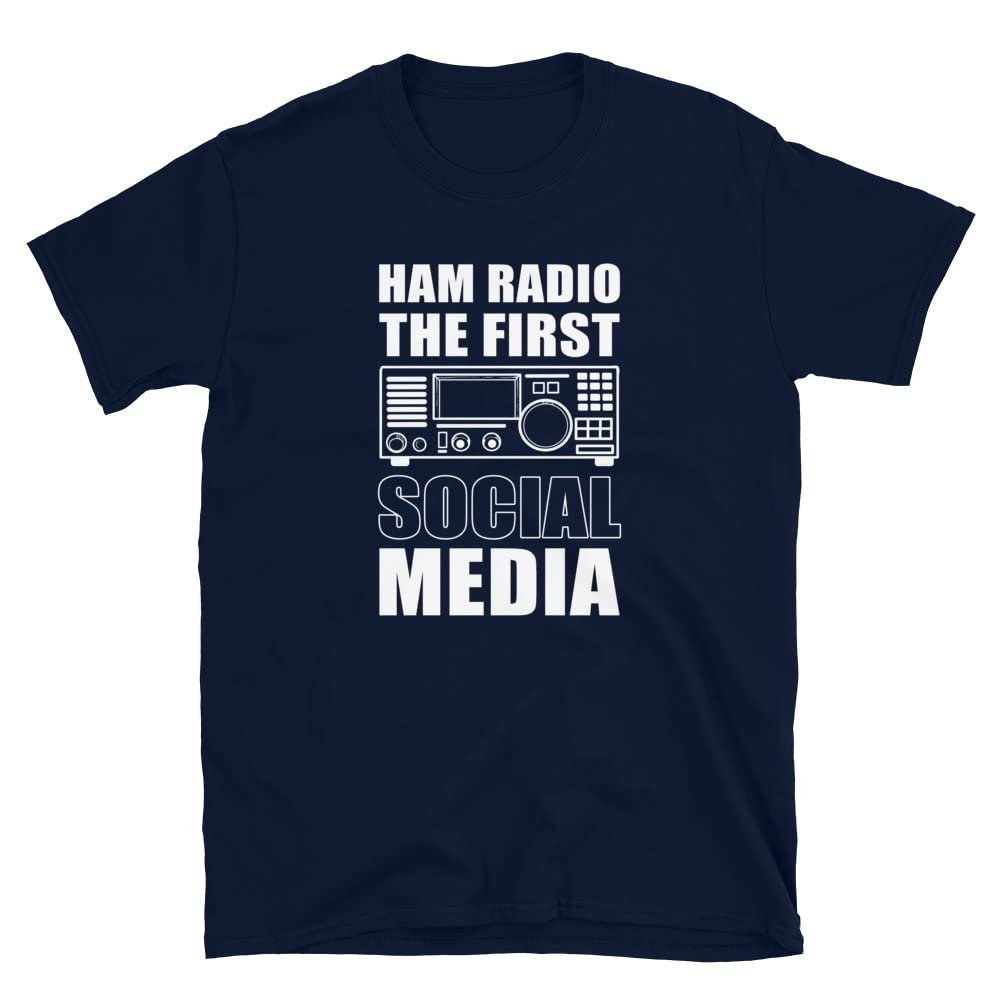 Ham Radio The First Social Media Ham Radio Amateur Operator T-Shirt Navy