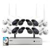 JouSecu 1080P Security Camera System Wireless with 2TB Hard Drive, Plug and Play 8CH Video Surveillance NVR Kit with 8pcs HD Bullet IP Camera for Home/Store/Office, Night Vision Waterproof view 1