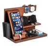 Wood Phone Docking Station - Gifts for Men Desk or Nightstand Organizer - Birthday Gifts for Husband, Fathers Day for Dad - Anniversary Idea from Wife - Key Holder, Stand Wallet, Watch & Essentials view 1