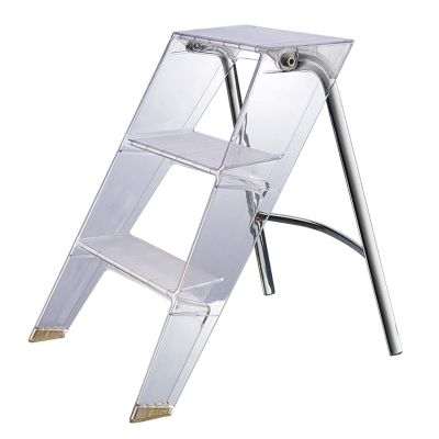 ADKINC Step Stools for Adults, Acrylic 3 Ladder,2-in-1 Design with Ladder and Stool Home Library 330lbs Capacity