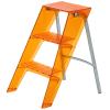 ADKINC Step Stools for Adults, Acrylic 3 Step Ladder,2-in-1 Design with Ladder and Stool for Home and Library 330lbs Capacity, Orange Transparent view 1