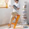 ADKINC Step Stools for Adults, Acrylic 3 Step Ladder,2-in-1 Design with Ladder and Stool for Home and Library 330lbs Capacity, Orange Transparent view 4