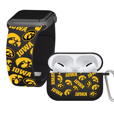 AFFINITY BANDS Iowa Hawkeyes HD Combo Package Compatible with Apple Watch and AirPods Pro (38/40/41mm (42mm Series 11) Short Random)