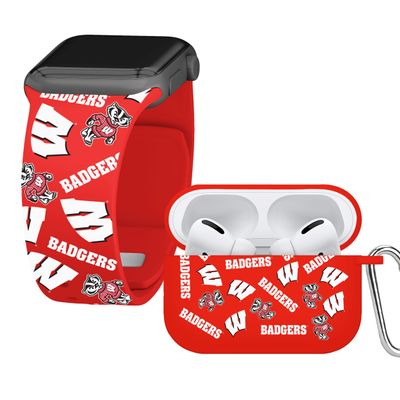 Affinity Bands Wisconsin Badgers HD Combo Package Compatible with Apple Watch and AirPods Pro (38/40/41mm (42mm Series 11) Short Random)