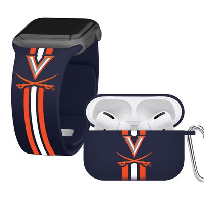 Affinity Bands Virginia Cavaliers HD Combo Package Compatible with Apple Watch and AirPods Pro (42/44/45/49mm (46mm Series 11) Long Stripes)