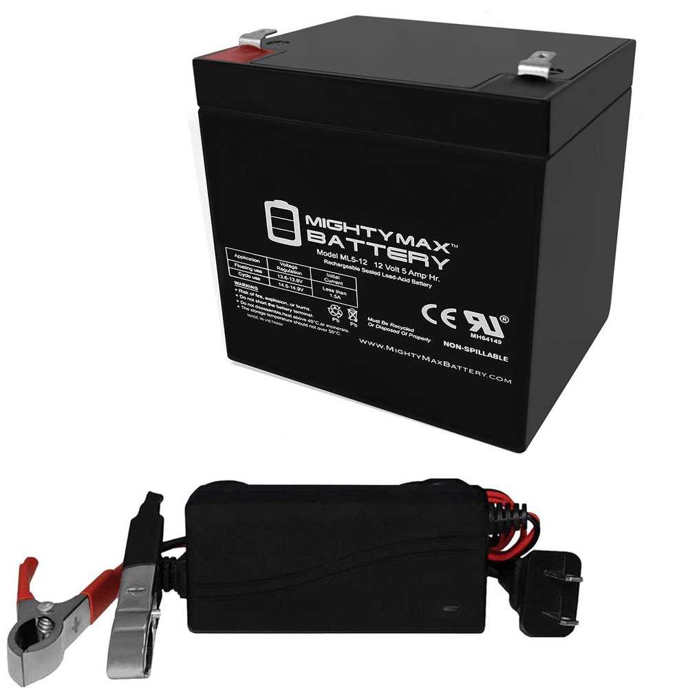 Mighty Max Battery 12V 5AH Replacement Battery for APC Back-UPS BF500-UK + 12V Charger