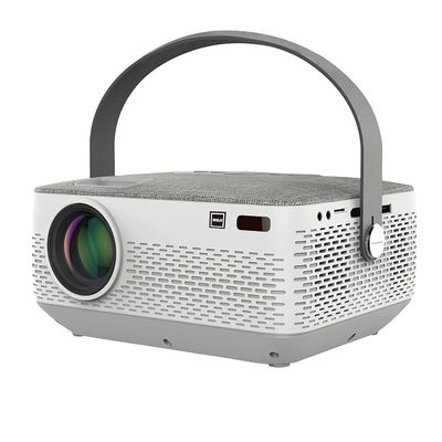 RCA RPJ402 1080P Bluetooth 5.0 Home Theater, Video Projector, LCD Display, HDMI USB AV TF, Indoor & Outdoor Use, Built-In Rechargeable Battery, White