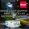 RCA RPJ402 1080P Bluetooth 5.0 Home Theater, Video Projector, LCD Display, HDMI USB AV TF, Indoor & Outdoor Use, Built-In Rechargeable Battery, White view 4