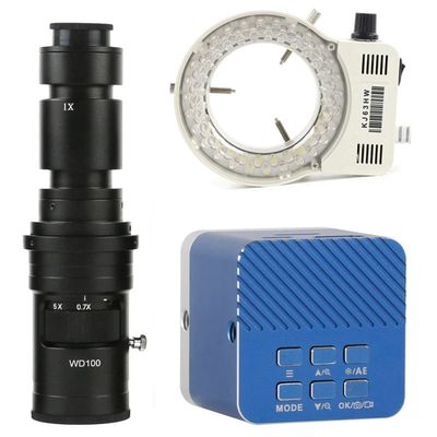 Microscope Kit 24MP 4K Industrial Video Microscope Camera 100X 130X 180X 300X 200X 500X Zoom C Mount Lens Microscope Lens Adapters (Color : with 500X Lens Light)