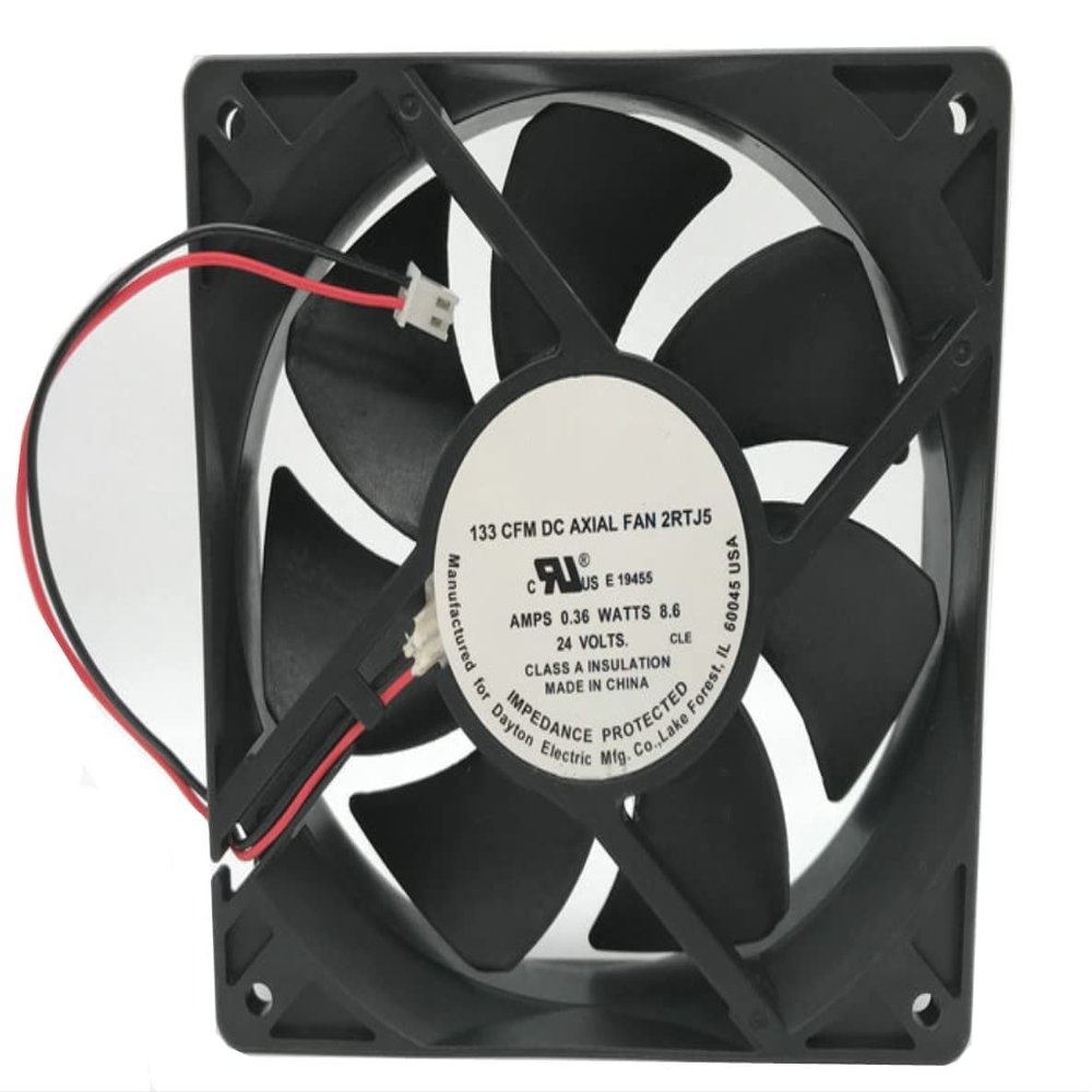 12025 133CFM DC AXIAL 2RTJ5 24V 0.36A 12CM Cooling Fan 2- Wires