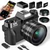 6K Digital Camera for Photography, 64MP Vlogging Camera for YouTube with 3" 180 Flip Screen, 16X Zoom Autofocus Compact Travel Beauty Cameras for Teens, with 32GB Micro SD Card view 1