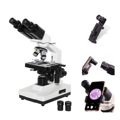 Microscope Kit XP200 Trinocular Binocular Microscopes Biological 40X-1600X with 12.5X Phone Holder Microscope Lens Adapters (Color : Binocular with Lens)