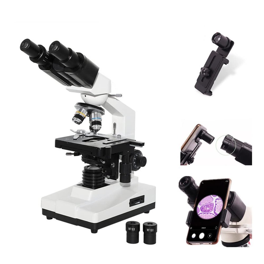 Microscope Kit XP200 Trinocular Binocular Microscopes Biological 40X-1600X with 12.5X Phone Holder Microscope Lens Adapters (Color : Binocular with Lens)