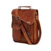 18" leather satchel tablet bag laptop case office briefcase messenger gift for men computer distressed shoulder bag view 1