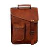 18" leather satchel tablet bag laptop case office briefcase messenger gift for men computer distressed shoulder bag view 2