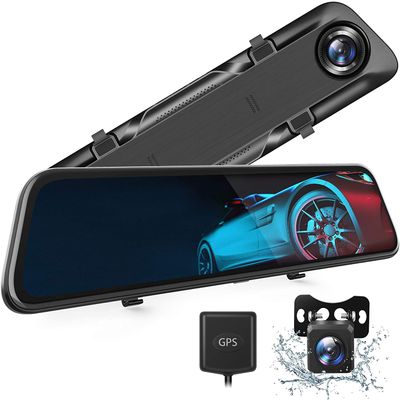 4K Mirror Dash Cam for Cars, 12Full Touch Screen Rear View Mirror Camera, GPS Tracking, Voice Control, Waterproof Backup Camera 2.5K Max, 8MP Super Night Vision