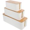 3pcs Box Storage Box Socket Holder Bamboo Lids Cable Management Boxes Desk for Office Protector Cover Power Supply Cables Power Strip White Cable Wire Electric Wire Plastic view 1